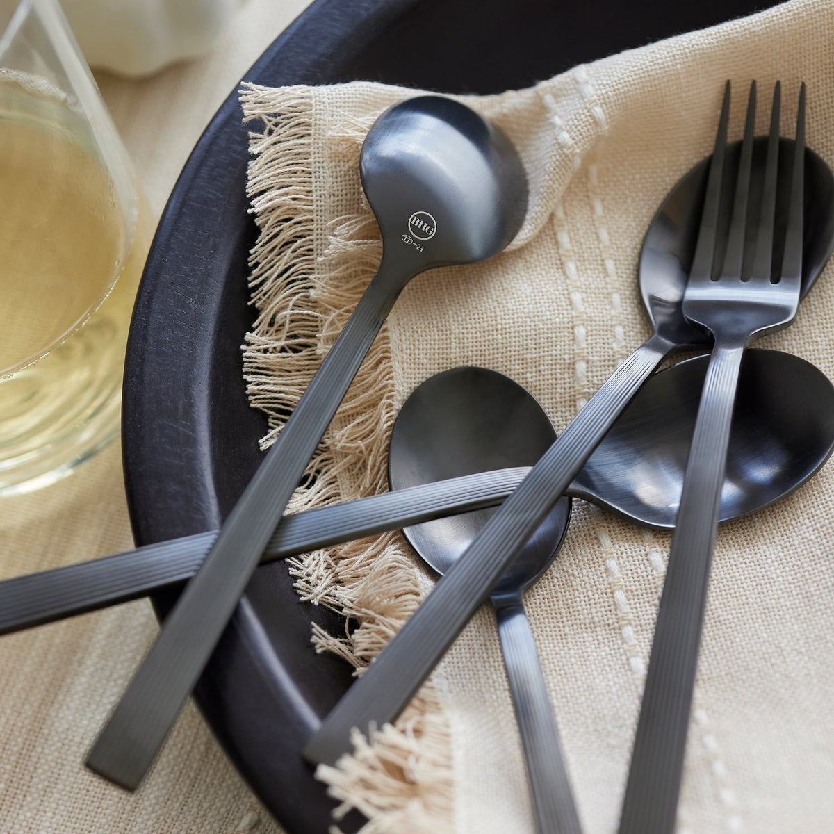 Better Homes & Gardens River Stainless Steel Flatware Set, Black Finish, 20-Piece